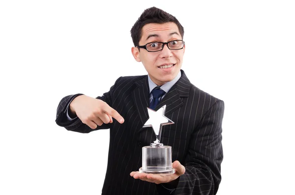 Funny guy receiving award — Stock Photo, Image