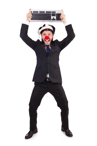 Funny clown with keyboard — Stock Photo, Image