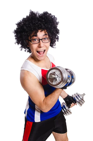 Hombre divertido haciendo ejercicio — Foto de Stock