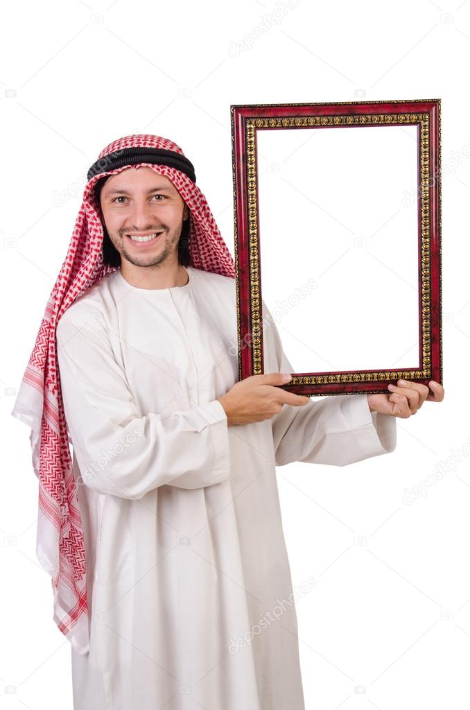 Arab holding picture frame