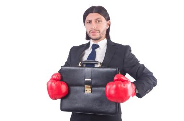 Boks eldivenli iş adamı