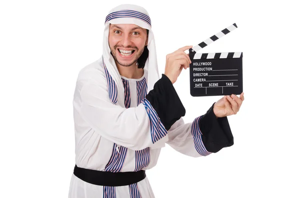 Árabe hombre con película clapper — Foto de Stock