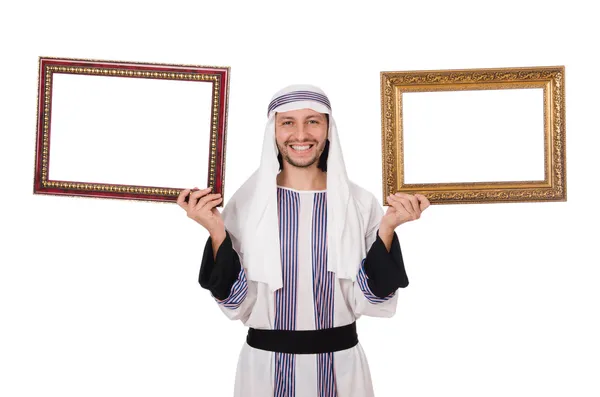 Jonge Arabische met twee foto-frames — Stockfoto