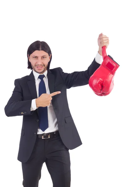 Hombre de negocios con guantes de boxeo — Foto de Stock