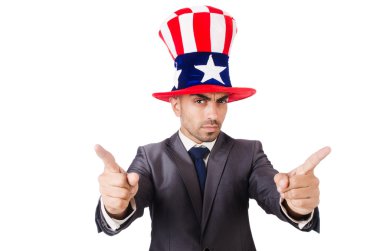 kızgın adam Amerikan şapka ile