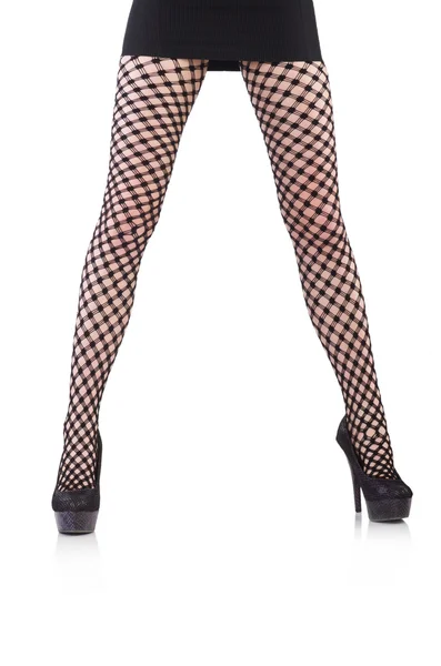 Woman in fishnet stockings — Stock Photo, Image