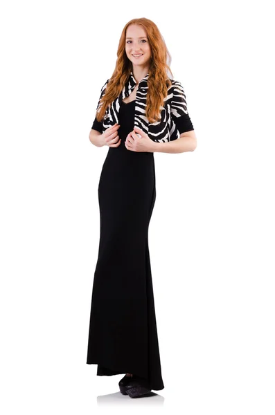 Redhead in black dress — Stock Photo, Image