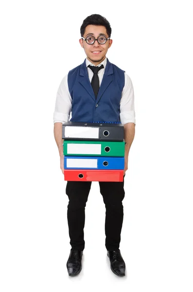 Man with lots of folders — Stock Photo, Image