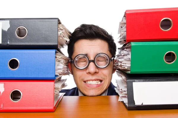 Man with lots of folders — Stock Photo, Image