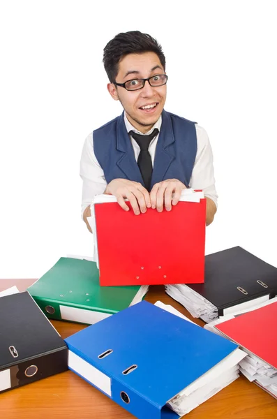 Uomo con un sacco di cartelle — Foto Stock