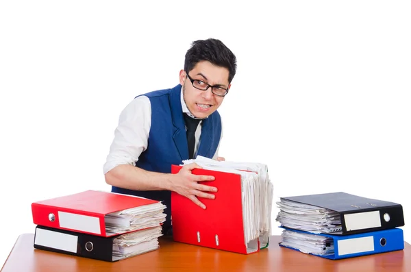 Man with lots of folders — Stock Photo, Image