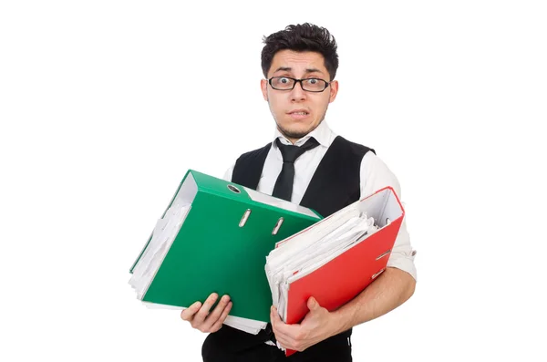 Man with lots of folders — Stock Photo, Image