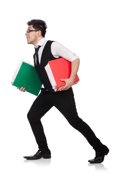 Man with lots of folders — Stock Photo, Image