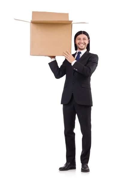 Αστείος άνθρωπος με κουτιά — Φωτογραφία Αρχείου
