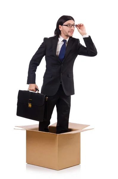 Man with hardhat and loudspeaker — Stock Photo, Image