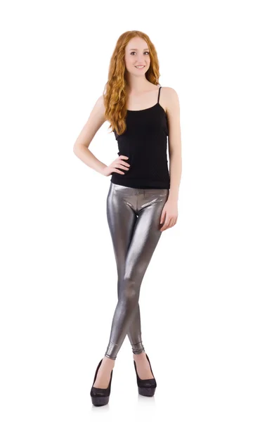 Young redhead girl in tight leggings — Stock Photo, Image