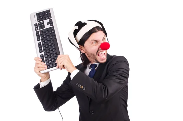 Payaso divertido con teclado — Foto de Stock