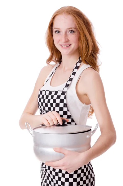 Mladá žena vařit — Stock fotografie