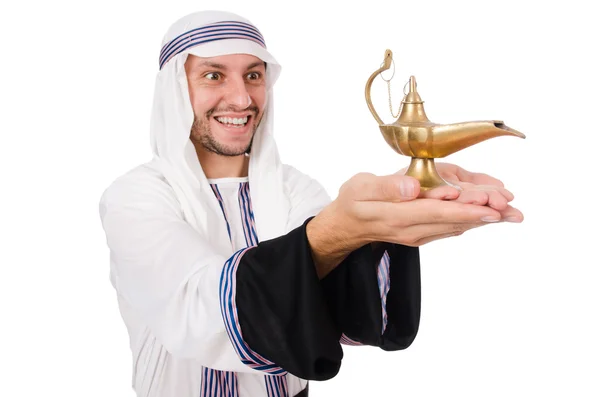 Arabische man met lamp — Stockfoto