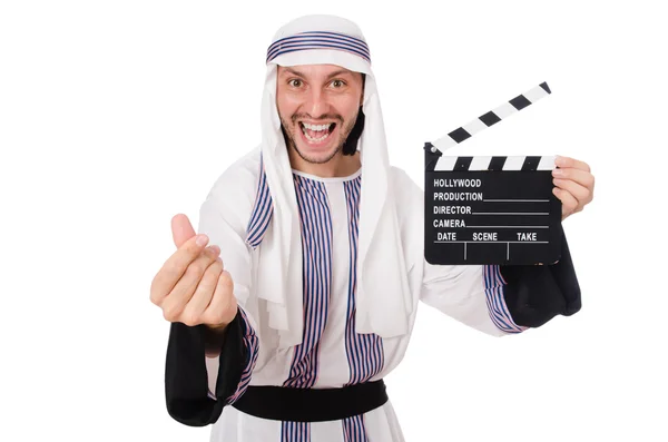 Árabe hombre con película clapper — Foto de Stock