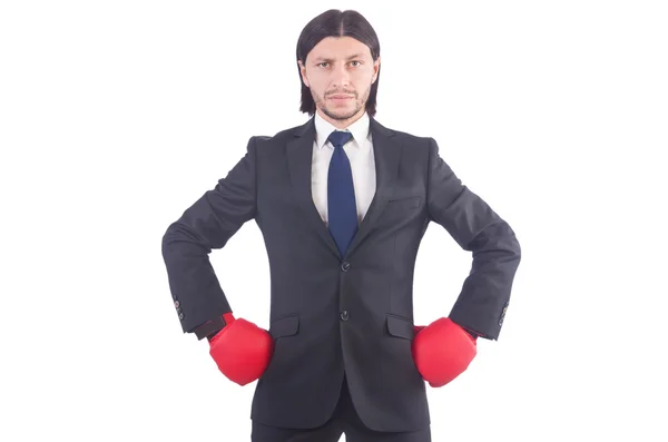 Hombre de negocios con guantes de boxeo —  Fotos de Stock