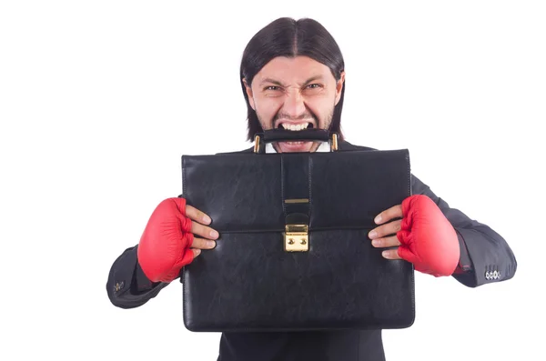 Businessman with boxing gloves — Stock Photo, Image