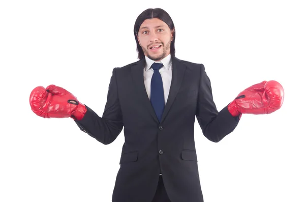 Businessman with boxing gloves — Stock Photo, Image