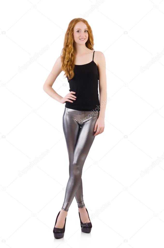 Fille en legging serré sale