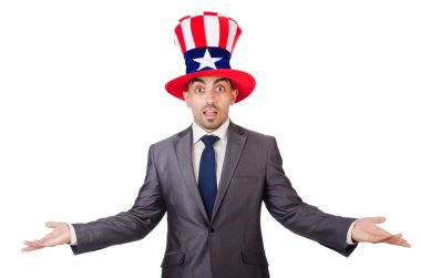adam Amerikan şapka ile
