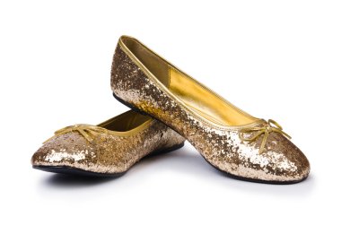 beyaz izole altın bale ayakkabıları