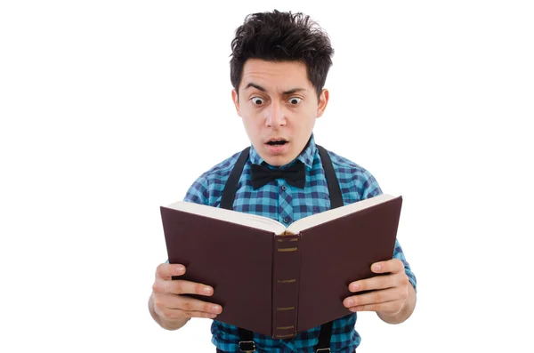 Grappige student met boeken — Stockfoto