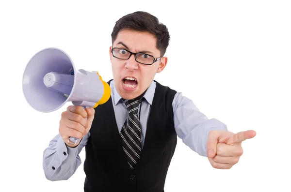 Man with loudspeaker — Stock Photo, Image