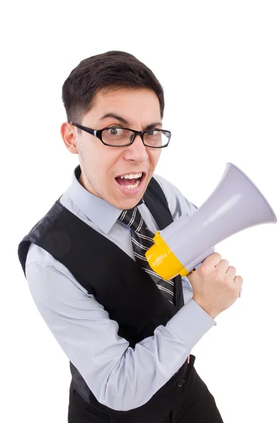 Man with loudspeaker — Stock Photo, Image