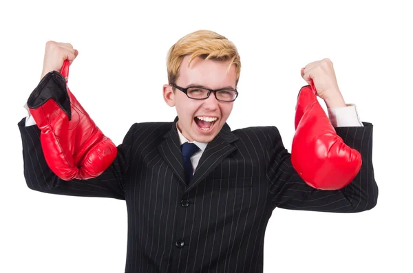 Divertido boxeador hombre de negocios — Foto de Stock