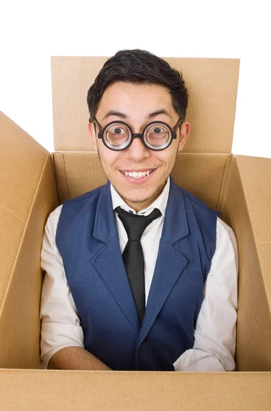 Man in thinking outside the box concept — Stock Photo, Image