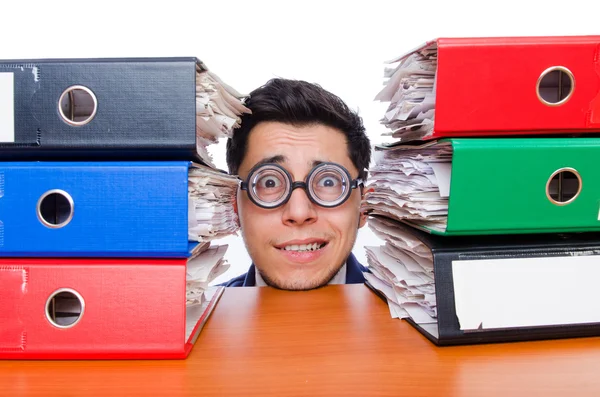 Man with lots of folders — Stock Photo, Image