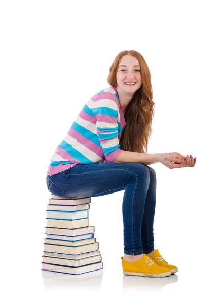 Ung student med böcker — Stockfoto