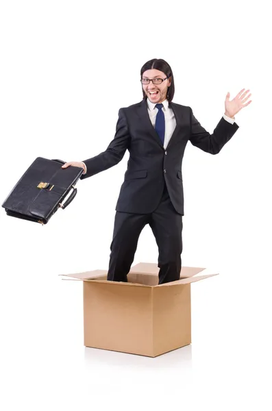 Man in thinking out of the box concept — Stock Photo, Image