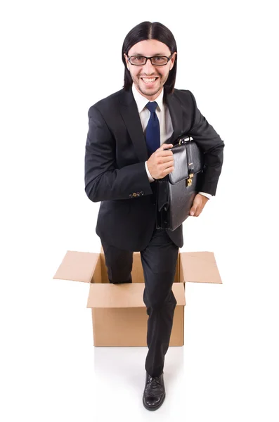 Man in thinking out of the box concept — Stock Photo, Image