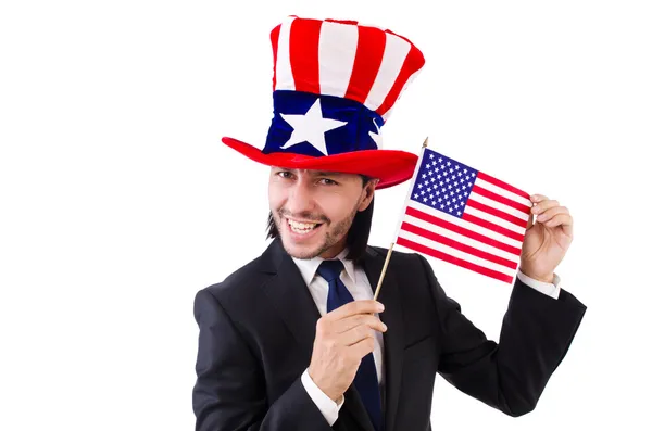 Homem com bandeira americana — Fotografia de Stock