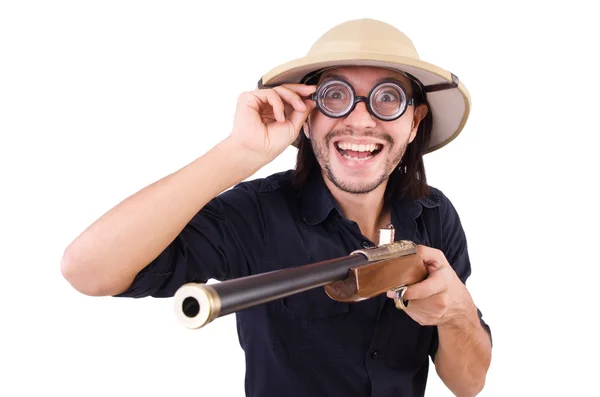 Hunter bär safari hatt — Stockfoto