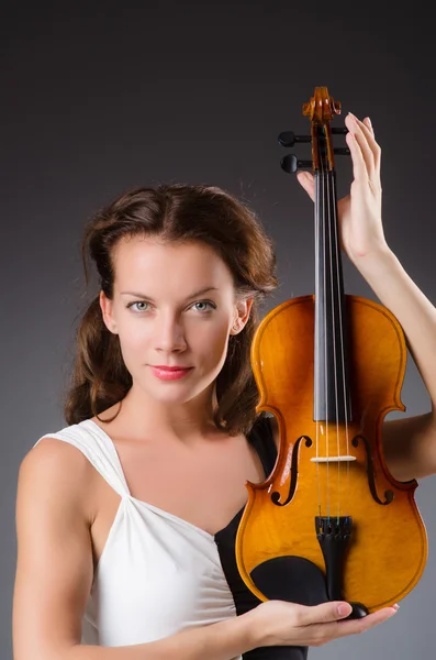 Woman artist with violin — Stock Photo, Image