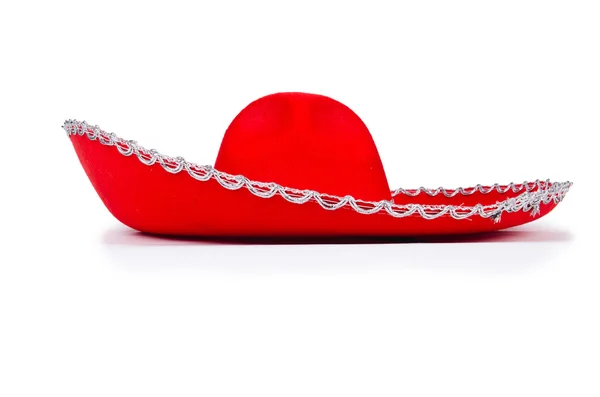 Mexixan κόκκινο καπέλο sombrero απομονωθεί σε λευκό — Φωτογραφία Αρχείου