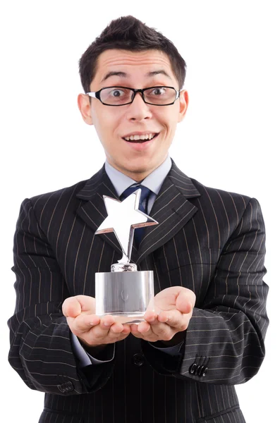 Funny guy receiving award — Stock Photo, Image