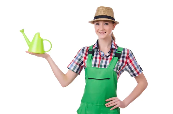 Woman with watering can — Stock Photo, Image