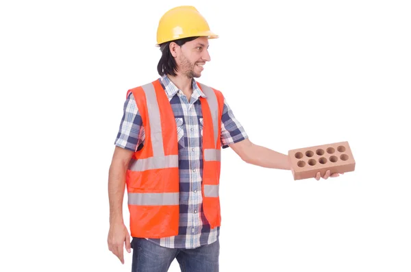 Builder with clay bricks — Stock Photo, Image