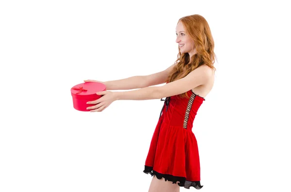 Dívka v červených šatech — Stock fotografie