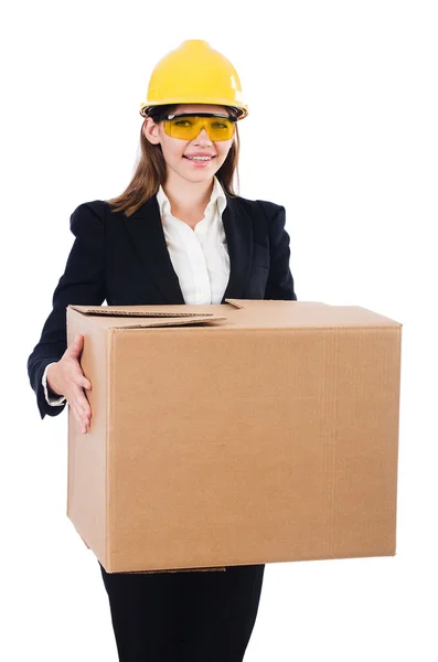 Geschäftsfrau mit Schachtel — Stockfoto