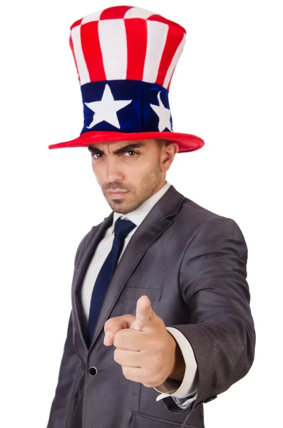 Człowiek z amerykańskim kapeluszu — Zdjęcie stockowe
