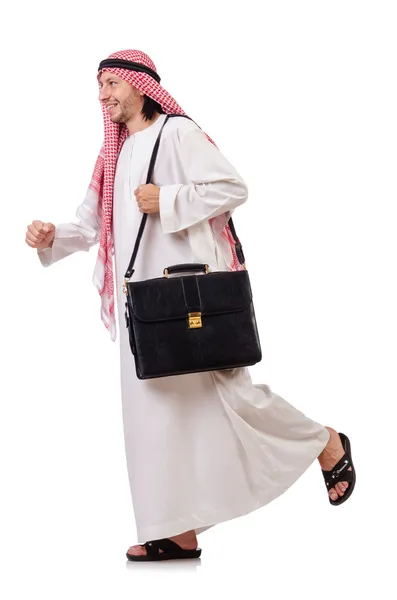 Arab man with briefcase isolated on white — Stock Photo, Image